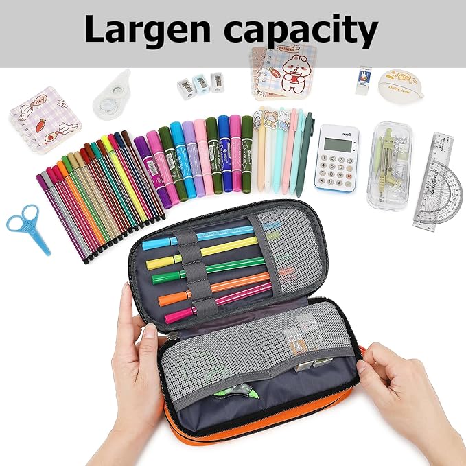 Large Capacity Pencil Case Multi-Slot Pencil Pouch Durable Pencil Box Portable Office Pen Bag with Zipper