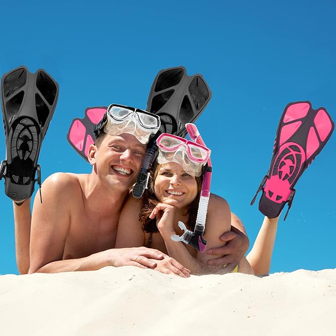 Snorkeling Gear for Adults with Fins Scuba Diving Gear Adult Professional Travel Snorkel Sets with Flippers,Anti-Fog Anti-Leak Diving Mask