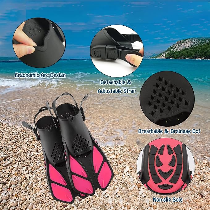 Snorkeling Gear for Adults with Fins Scuba Diving Gear Adult Professional Travel Snorkel Sets with Flippers,Anti-Fog Anti-Leak Diving Mask
