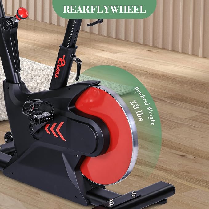  Exercise Bike, Adjustable Magnetic Resistance Stationary Bikes with Smart Knob Resistance,300Lbs Weight Capacity Indoor Cycling Bike WithLCD Monitor & IPad Mount ﻿