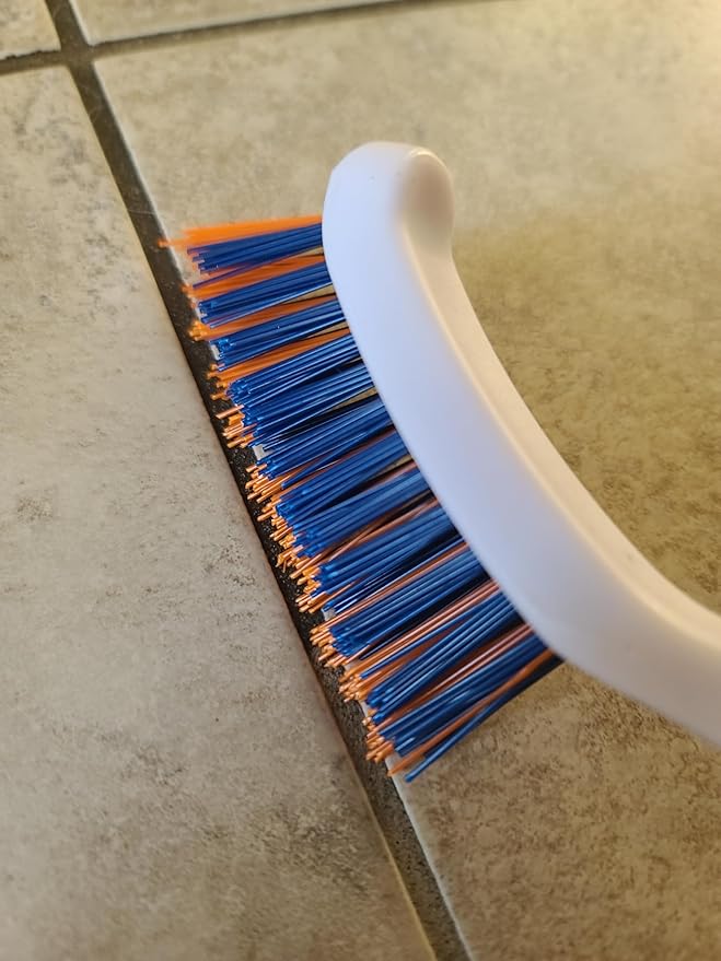 Bring It On Grout Cleaning Brush – Crevice Cleaning Brush with Stiff Nylon Bristles – 8-inch Heavy-Duty Grout and Tile Cleaner Brush – Scrubbing Brush for Corners, Bathroom, Kitchen, Tile, 2 Pack