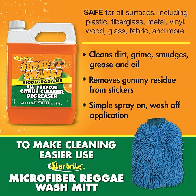 STAR BRITE Super Orange All-Purpose Citrus Cleaner Degreaser - Remove Dirt, Grime, Grease, Smudges, Oil & Gummy Residue - Biodegradable