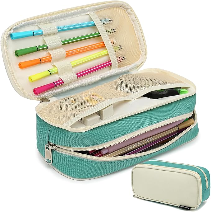 Large Capacity Pencil Case Multi-Slot Pencil Pouch Durable Pencil Box Portable Office Pen Bag with Zipper