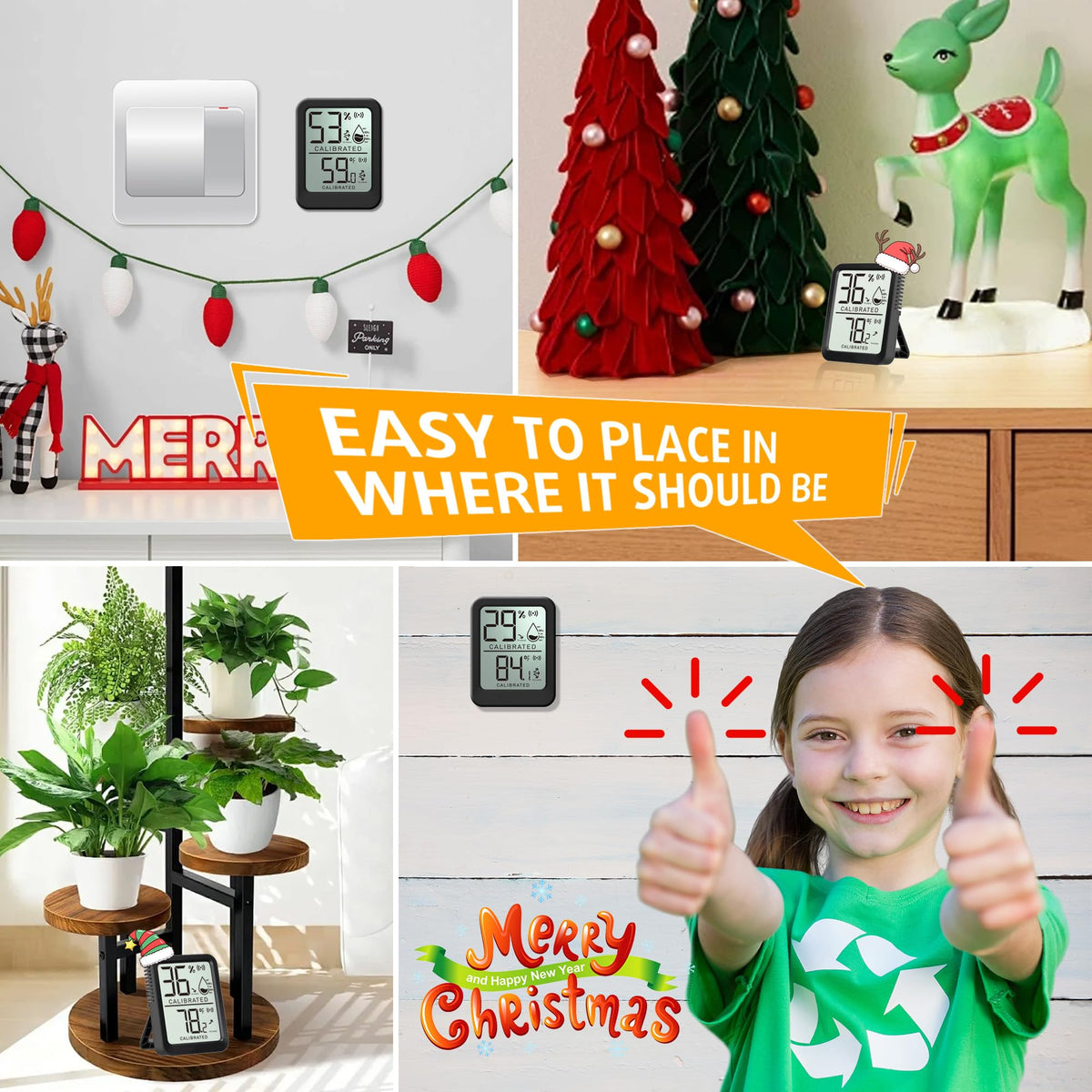 AyayaBoss 3 Pack Room Thermometer Indoor Hygrometer for Home, Digital Sensor Mini Humidity Gauge Meter, Temperature Humidity Monitor for Bedroom, Pet, Plant - Battery Included