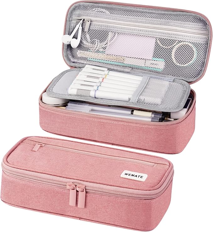 WEMATE Pencil Case, Large Storage Organizer for Stationery, Back - to - School Essential, Teacher Must - have, Big Pencil Pouch, Marker Case School Supplies for College & High School