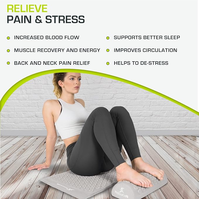 ProsourceFit Acupressure Mat and Pillow Set for Back/Neck Pain Relief and Muscle Relaxation