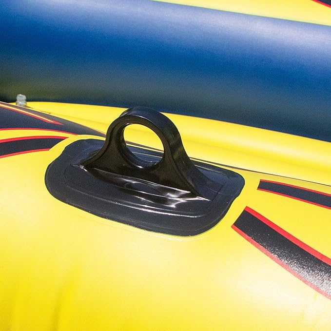 SOLSTICE Inflatable Boat Rafts 2 Person for Adults & Kids Comes W/ Oars Paddles Pump Pole Oar Holders Cushioned Comfortable Base Grab Line 6 Ft Size Sunskiff Kits Dinghy Air Floor Yellow