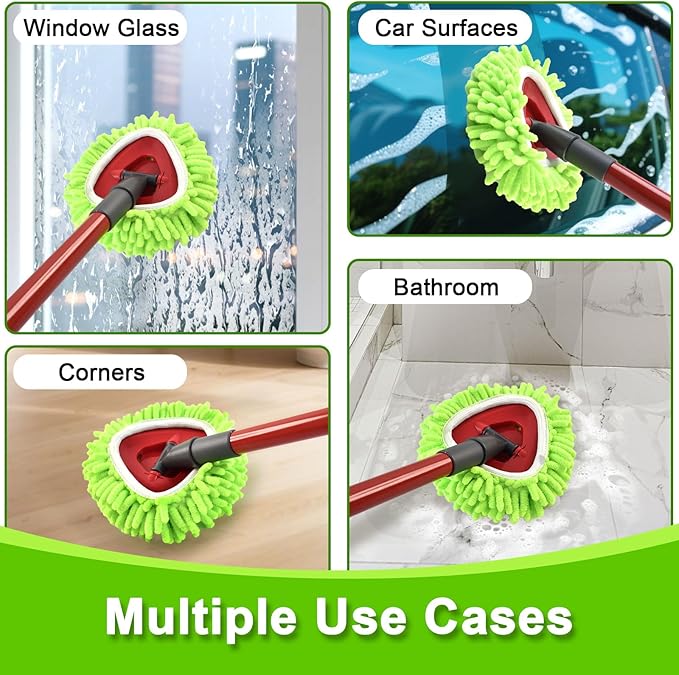 Mop Replace Head for O Cedar, Spin Mop Heads Replacements for Ocedar RinseClean 2 Tank Spin Mop, Chenille Duster for Ocedar Mop Include 3 Pack Microfiber Chenille Mop Pad for Ocedar Spin Mop