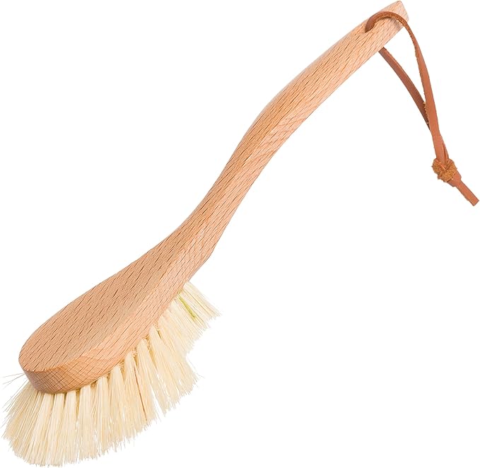 Redecker Tampico Fiber Dish Brush with Extra-Large Brush Head, Oiled Beechwood Handle, 10-3/5-Inches, Made in Germany