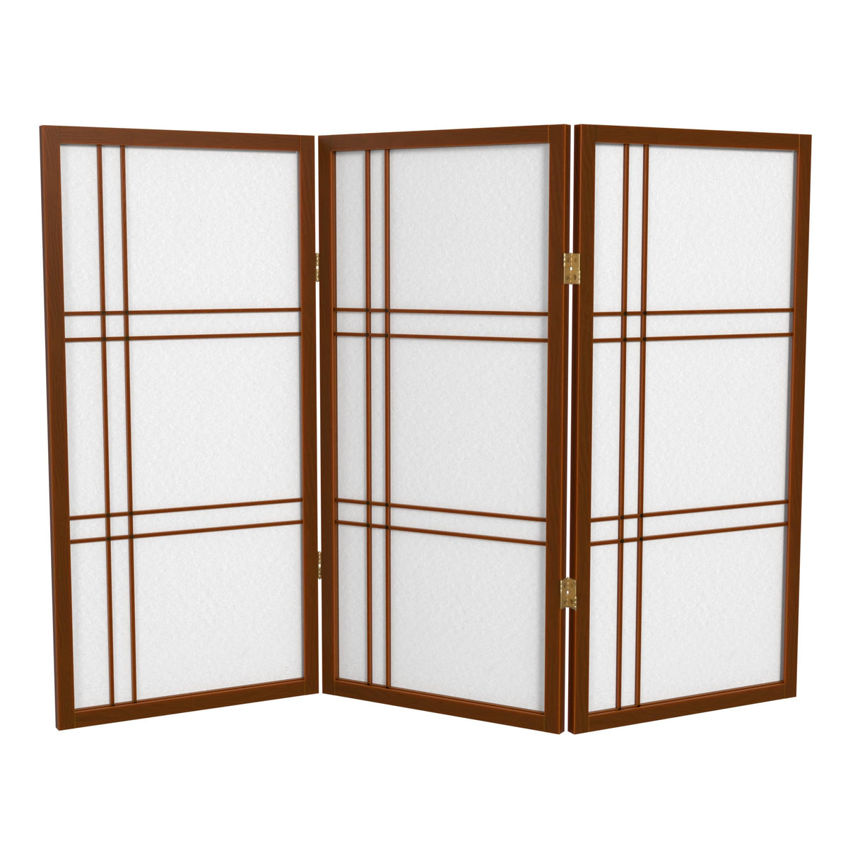 3 ft. Short Double Cross Shoji Screen - Walnut - 3 Panels