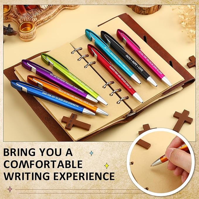 Lincia 100 Pcs Bible Verse Ballpoint Pens Bulk Retractable Medium Point Pens with Black Ink Inspiration Thank You Gifts for Teacher, Back to School, Christmas
