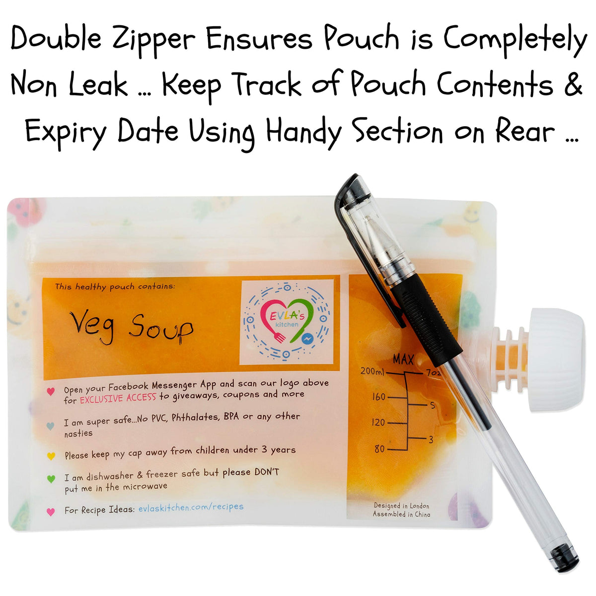 EVLA'S Baby Food Freezer Trays & Reusable Food Pouches Meal Prep Combo for Babies and Toddlers, Baby Food Containers & Meal Storage Perfect for Serving Homemade Healthy Smoothies & Purees