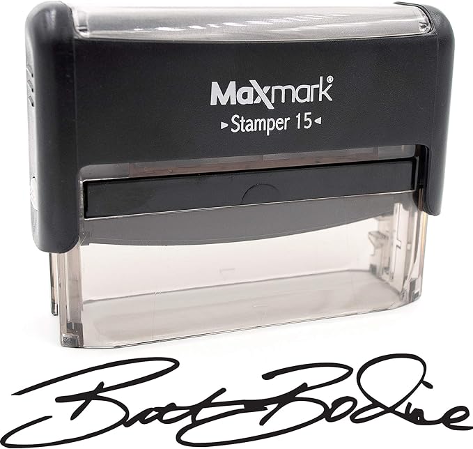 Custom Signature Stamp - Small and Wide C 15 Size Self-Inking Stamp Customized with Your Signature