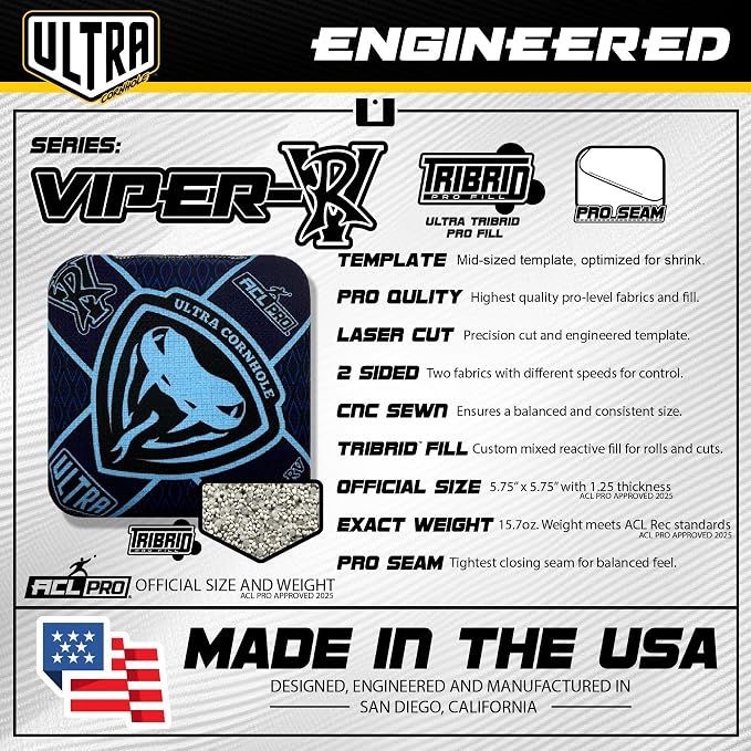 Bags Viper-RV Cornhole Bag Set - ACL Approved (Grey Carbon)