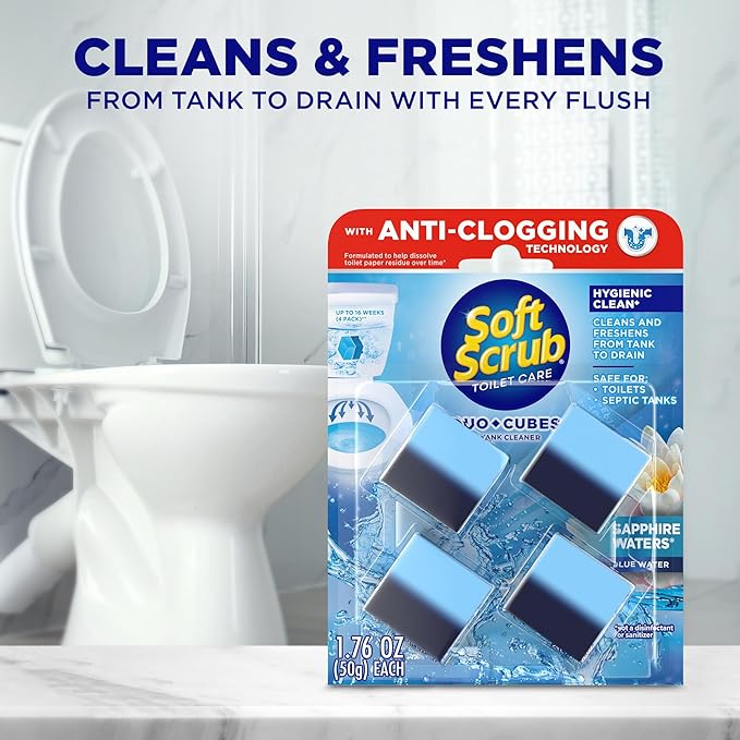 Soft Scrub In-Tank Toilet Cleaner Duo-Cubes, Sapphire Waters, 4 Count