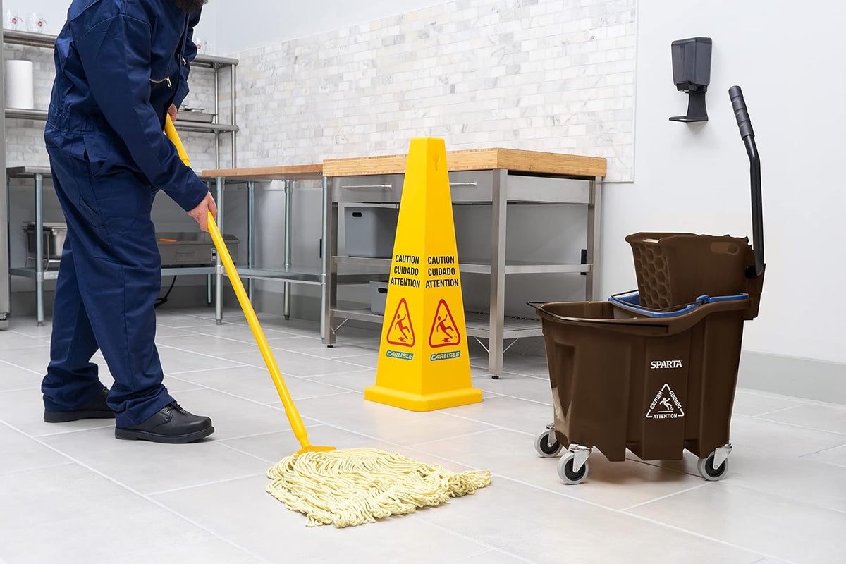 Carlisle FoodService Products Omnifit Mop Bucket with Side Press Wringer and Soiled Water Insert for Floor Cleaning, Kitchens, Restaurants, And Janitorial Use, Polypropylene (Pp), 35 Quarts, Brown