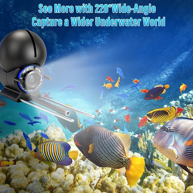 Fishing Camera, 220° Ultra-Wide 1080P HD Underwater Fishing Camera with 4.3" LCD & IR Night Vision, 50ft Cable for Ice Lake Boat Kayak Fishing