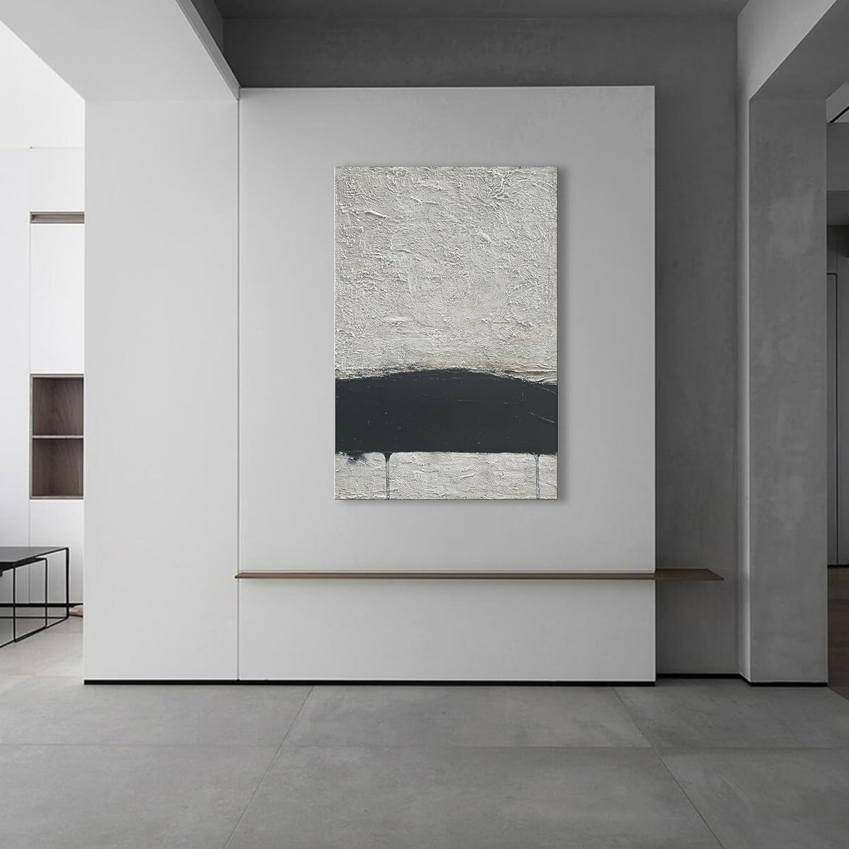 NANKAI Hand-painted Minimalism Black and Gray Art Oil painting Canvas Abstract Oil Painting Wall Art 36x24 Inch Home Wall Decoration