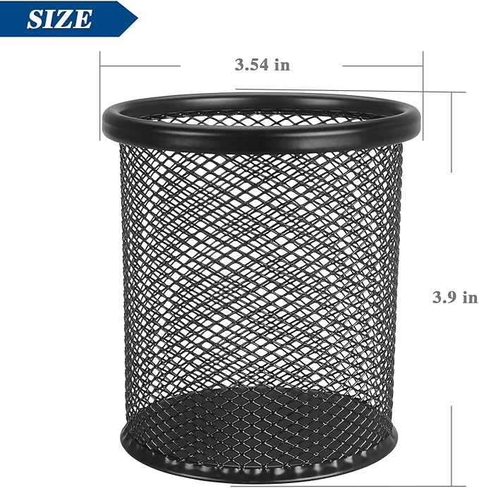 Tamaki Pen Holder Cup for Desk, Wire Mesh Pencil Cup Holder for Desk Office Pen Organizer (Black)
