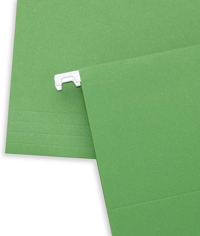 Blue Summit Supplies Hanging File Folders, 25 Reinforced Hang Folders, Designed for Home and Office Color Coded File Organization, Letter Size, Green, 25 Pack