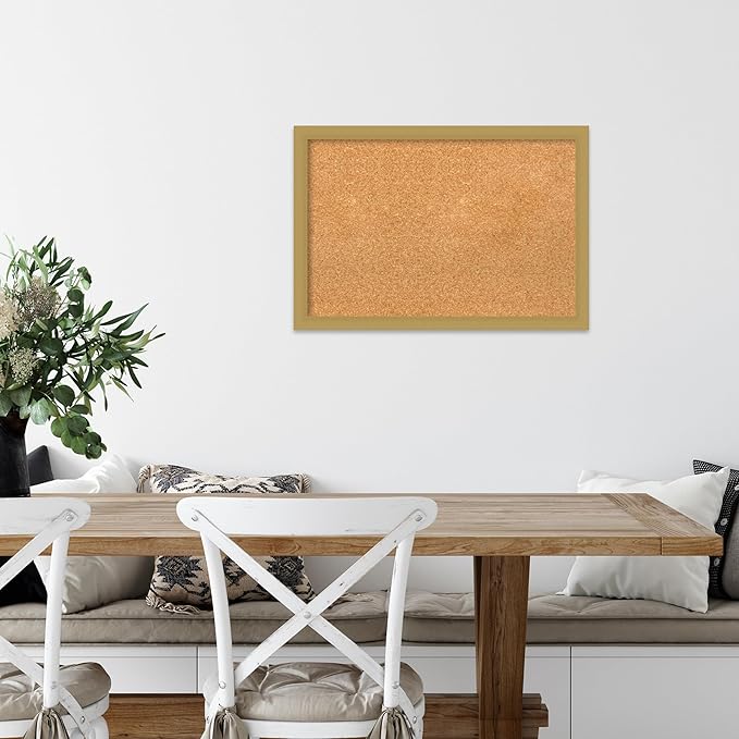 Amanti Art Natural Cork Board for Wall, 18x26 Vision Board with Gold Frame, Medium Corkboard Office Decor for Home Organization, Casual Corkboard Pinboard to display items for home organization