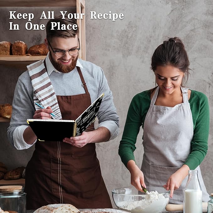 GOLDPEI Blank Recipe Book to Write in Your Own Recipes, Blank Cookbook with 175 Pages for Family Cooking Lover, Recipe Notebook with Tab Sticker Sheets, Recipe Journal, Hardcover, 7.5" x 9.5"