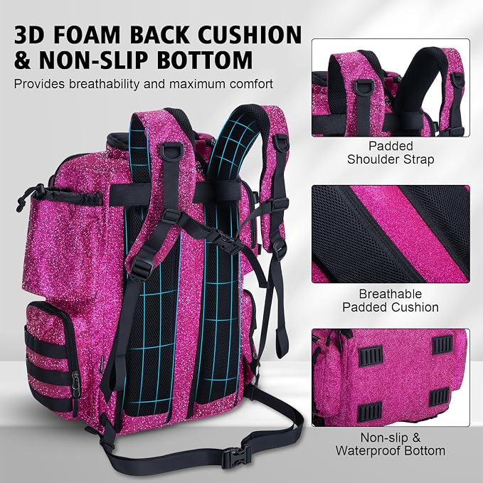 Goture Fishing Backpack,900D Water-Resistant Tackle Backpack with Rod Holders,45L Large Fishing Bag Storage Gear Tackle Bag with Rain Cover,Bottle Holder for Travel Camping Hiking(Without Tackle Box)