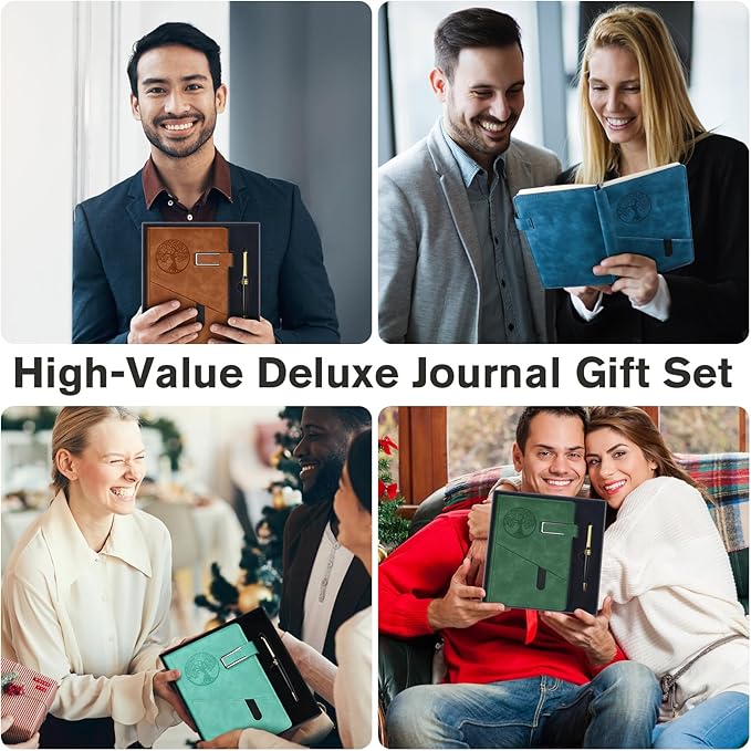 Lined Notebook Journal for Men Women, 365 Pages Numbered College Ruled Notebook, Hardcover Leather Journal with Pen & Gift Box, Thick Daily Diary, Professional Notebooks for Work, School, Business, A5