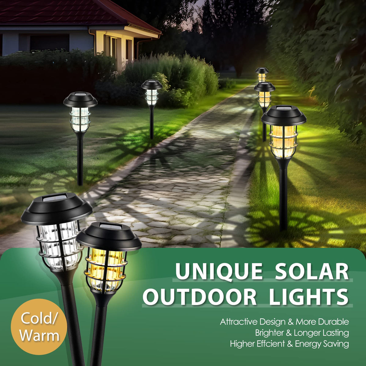 SOLPEX Solar Lights for Outside, Solar Outdoor Pathway Garden Lights Waterproof, Solar Powered Landscape Lighting for Yard, Garden, Pathway, Patio, Porch, Walkway, Driveway, 8 Pack(Warm White)