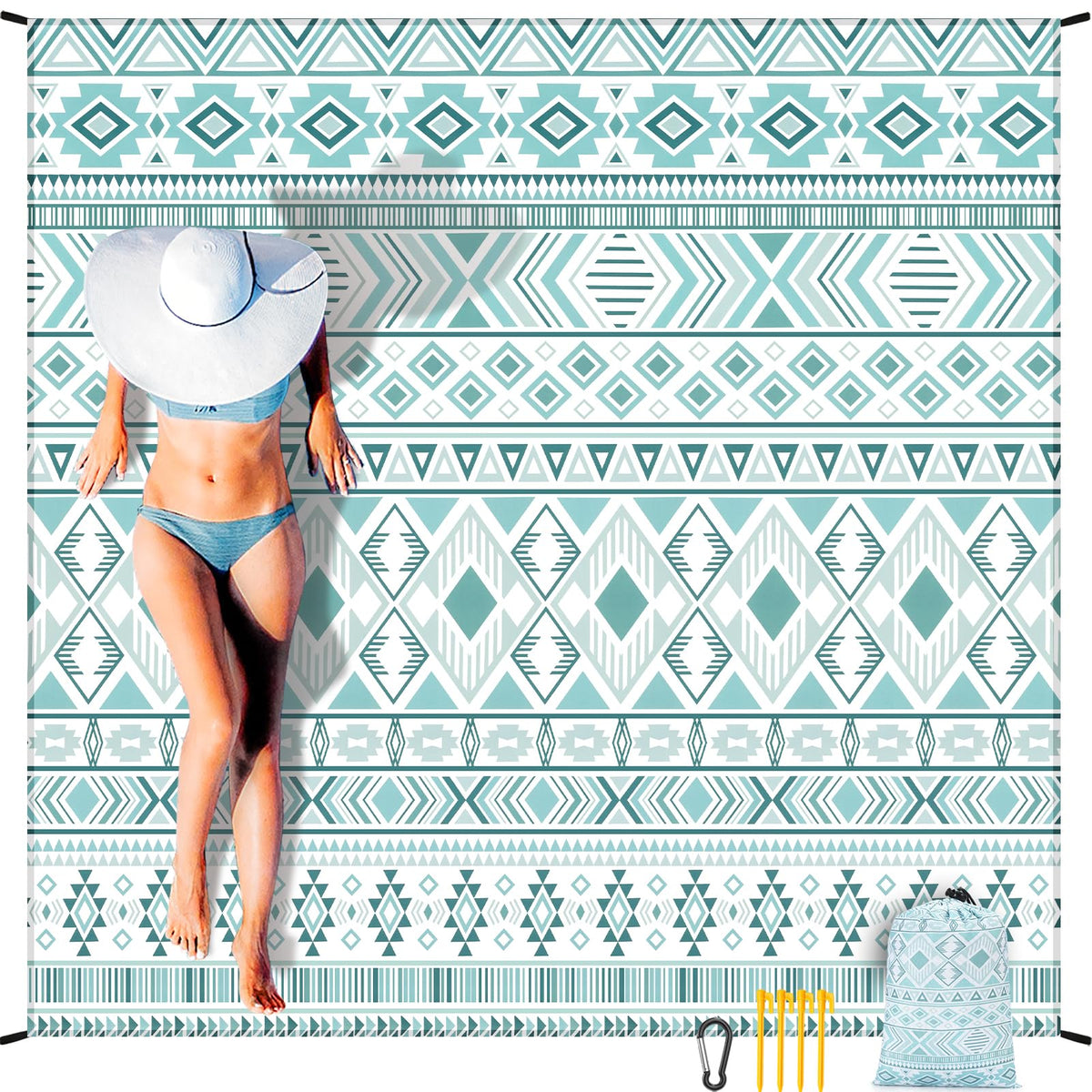 AISPARKY Beach Blanket Waterproof Sandproof, Oversized Large Beach Mat 79" X 83"/120"x108" for 1-8 Adults, Quick Drying&Compact&Lightweight, Picnic Mat Vacation Essentials for Beach Camping Travel