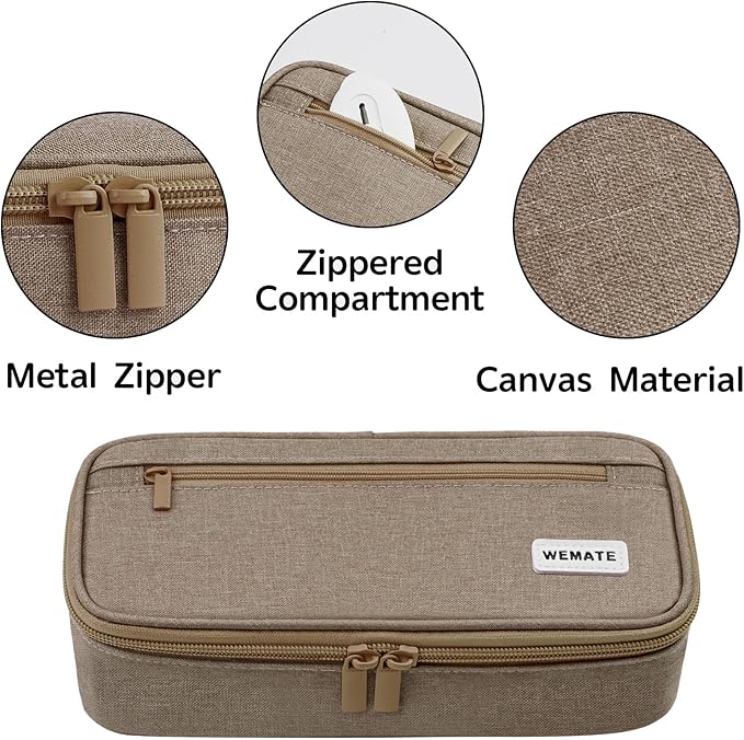 WEMATE Pencil Case, Large Storage Organizer for Stationery, Back - to - School Essential, Teacher Must - have, Big Pencil Pouch, Marker Case School Supplies for College & High School