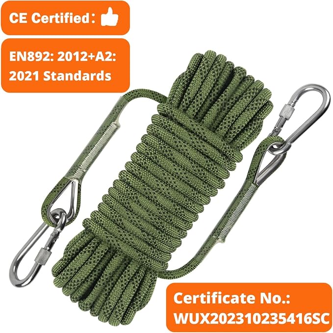 AOLEBA 10.5 mm Static Climbing Rope 10M(32ft) 20M(64ft) 30M(96ft) 50M(160ft) 70M(230ft) Outdoor Rock Climbing Rope, Escape Rope Ice Climbing Equipment Fire Rescue Parachute Rope