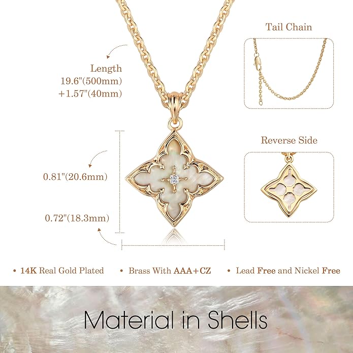 Fettero Gold Clover Necklace for Women Dainty 14K Gold Plated CZ Pendant Necklace Adjustable Chain Choker Charm Colorful Clover Pendant Lucky Necklaces for Women Jewelry