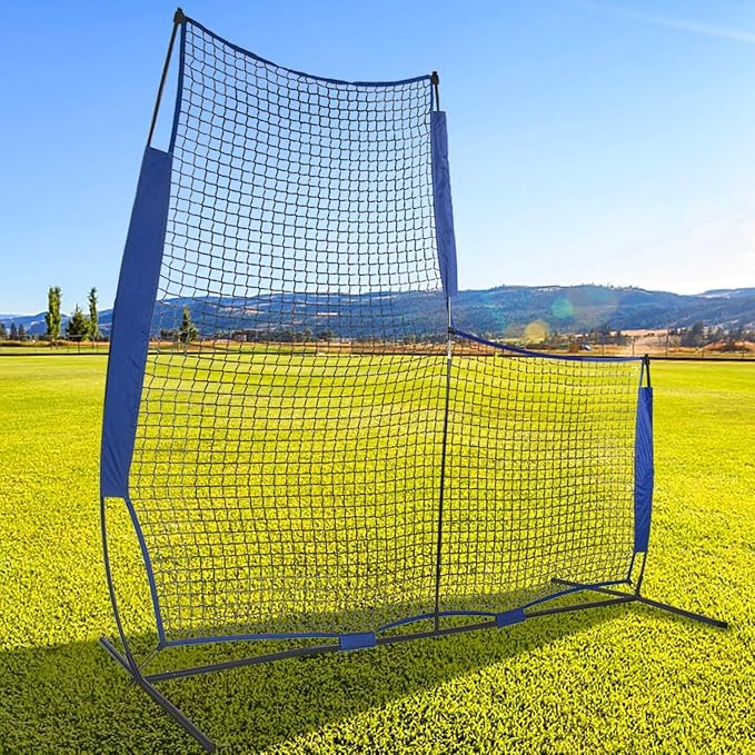 Baseball Softball L-Screen – 7x7FT Portable Pitching Net with Carrying Bag | Pitcher Protection for Training & Games | Youth & Adult Practice