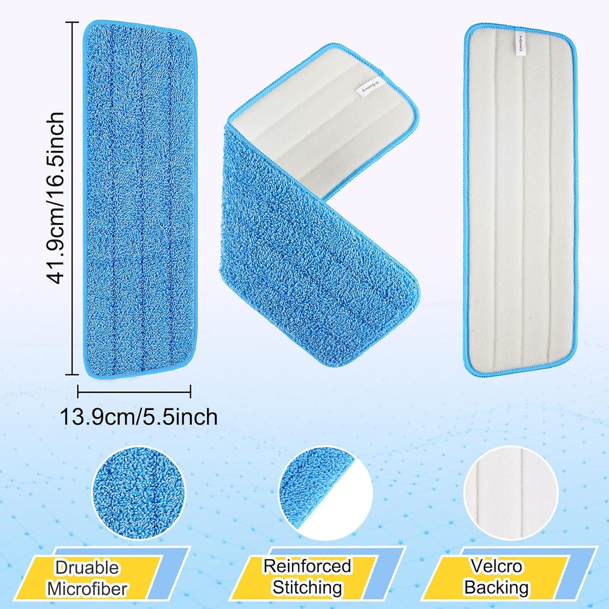 16.5 inch Reusable Mop Pads Microfiber Spray Mop Replacement Heads for Wet/Dry Mops Compatible with Bona Floor Care System (6 Pack)
