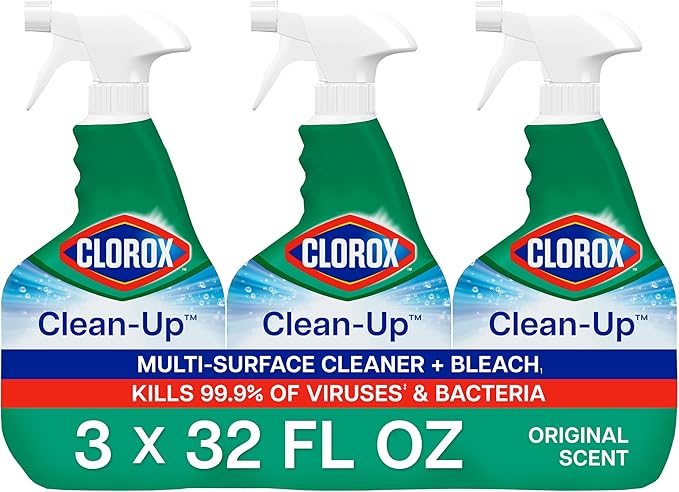 Clorox Clean-Up Multi-Surface Cleaner with Bleach, Original, Spray Bottle, 32 Fl Oz., Pack of 3