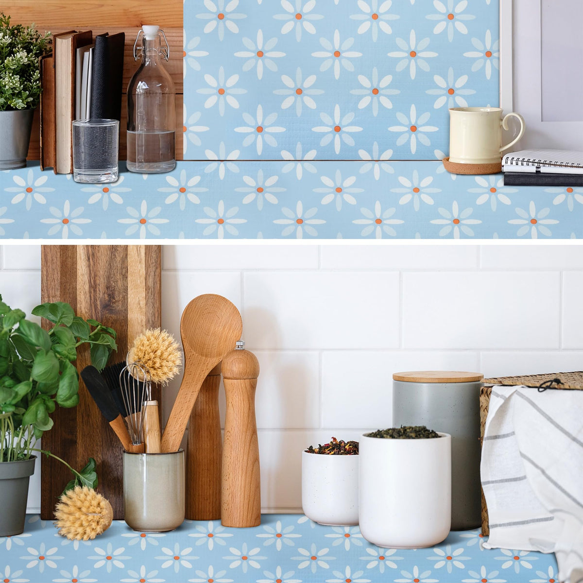 18" W x 96" L Floral Drawer and Shelf Liner for Cabinets, Non-Adhesive Strong Grip Non-Slip Flower Shelf Cabinet Kitchen Shelf Liners for Kitchen Cabinets