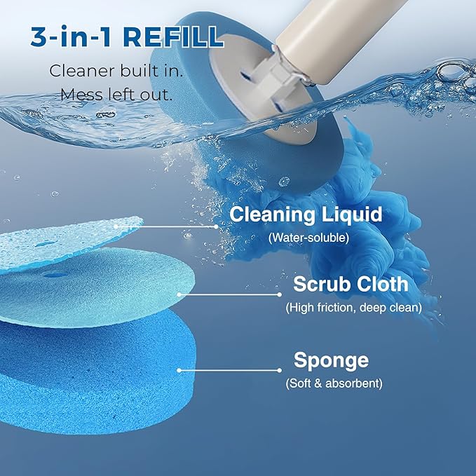 Electric Toilet Brush and Holder Set, 2025 New 4-in-1 Disposable Scrub Kit, 18 Refill Heads, 3-Speed Powerful Spinning, Rechargeable & Wall Mounted Toilet Cleaner Wand