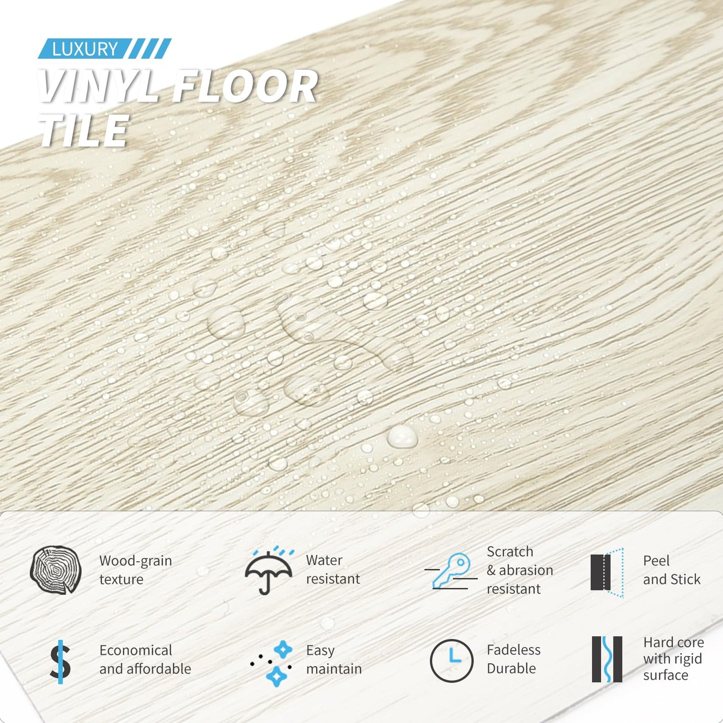 Art3d 36-Pack Peel and Stick Vinyl Plank Flooring Tile, 54 Sq. Ft Self-Adhesive Floor Tiles with Natural Wood Texture for Living Room Bedroom RV, White Oak