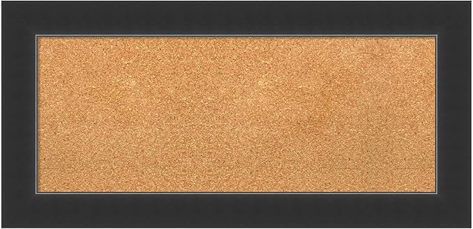 Amanti Art Natural Cork Board for Wall, 17x35 Vision Board with Black Wood Frame, Medium Corkboard Office Decor for Home Organization, Modern Corkboard Pinboard to Display Items for Home Organization