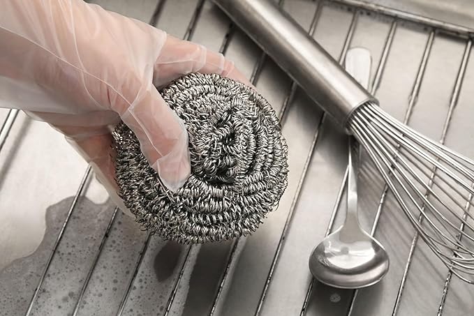 New Star Foodservice 54460 Extra Large (50 Grams) Stainless Steel Sponges Scrubbers, Set of 12