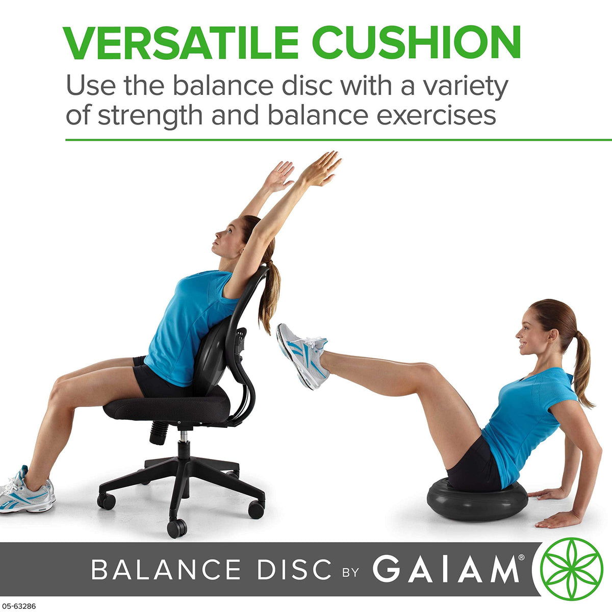 Gaiam Balance Disc Wobble Cushion Stability Core Trainer For Home Or Office Desk Chair and Kids Alternative Classroom Sensory Wiggle Seat - Black