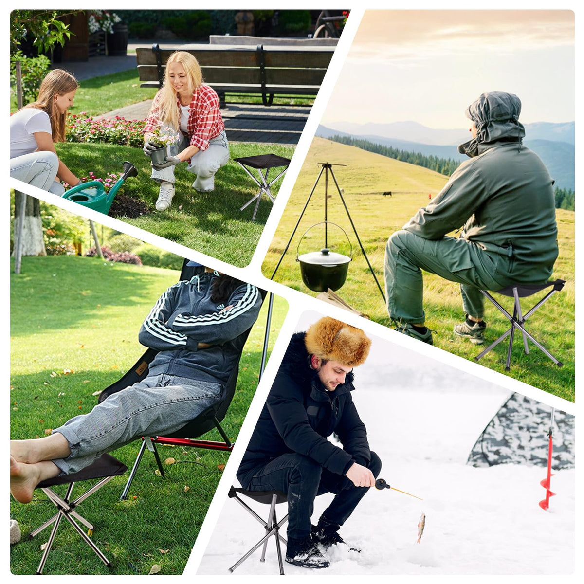 KOKSRY Camping Stool,Small Folding Chair,13.8" Lightweight Folding Stool Compact Backpacking Stool with Carry Bag