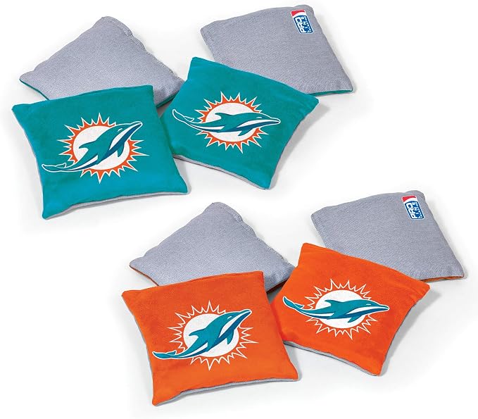NFL Pro Football Dual Sided Bean Bags by Wild Sports, 8 Count, Premium Toss Bags for Cornhole Set - Great for Tailgates, Outdoors, Backyard