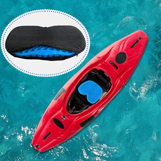 2 Pcs Anti Slip Kayak Seat Cushion Breathable U Shape Seats Pad with Non-Slip Cover Thick Waterproof-Gel for Sit in Inflatable Kayak Canoe and Boat Kayak Accessories for Fishing Kayak