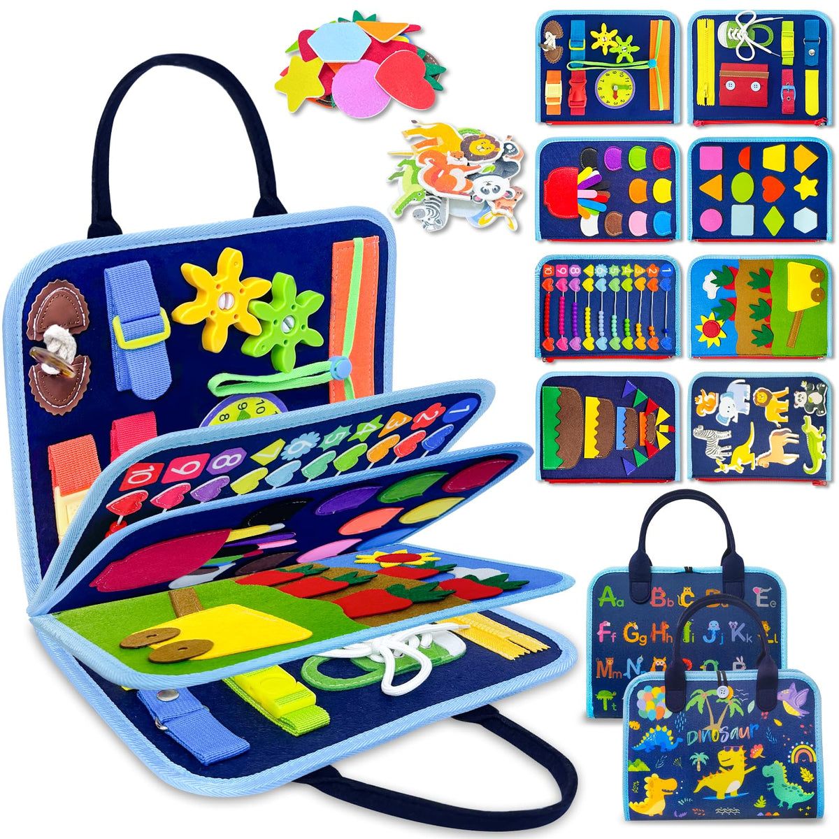 Exorany Busy Board Montessori Toys for Toddler Boy Birthday Gifts, Busy Book Sensory Learning Toys for Toddlers, Toddler Boy Airplane Car Travel Toy Educational Activities