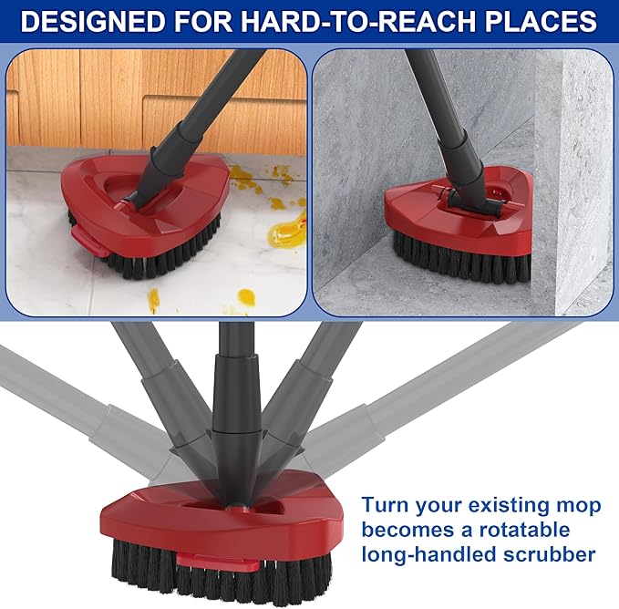 Scrub Brush with Mop Base for Ocedar Spin Mop 2 Tank System, Spin Mop Replacement Head for O Cedar Mop Replace Head, Scrub Brush Attachment for O Cedar Mop Scrubber Head, Scrub Head for Ocedar Mop