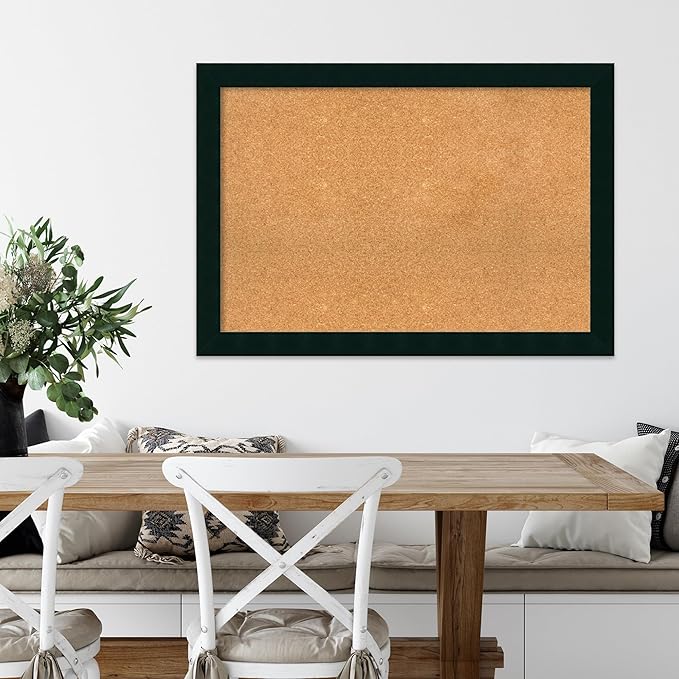Amanti Art Natural Cork Board for Wall, 28x40 Vision Board with Black Wood Frame, Large Corkboard Office Decor for Home Organization, Modern Contemporary Corkboard Pinboard to display items for home