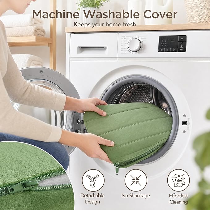 Codi Thick Replacement Couch Cushions 2 Sets, Upholstery Foam with Washable Covers for Sofa Cushion Chair Meditation - 24 × 24 × 5 Inch, High Density Foam, Green