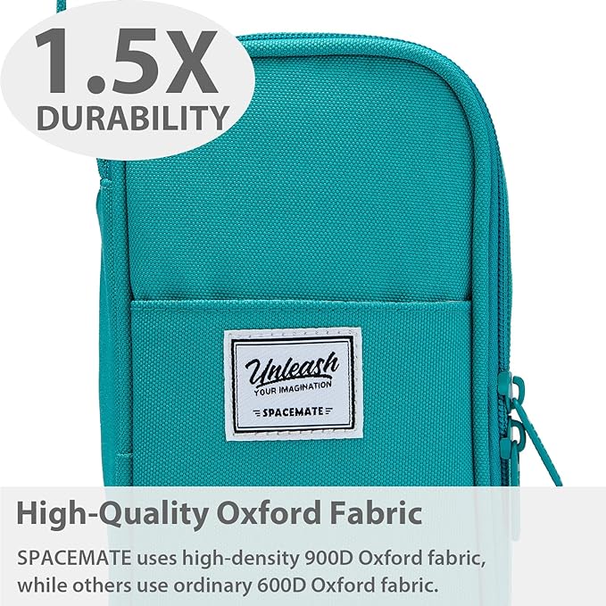 Pencil Case Pouch Box Bag School Supplies Girls Boys Kids, Cute Preppy Stuff Large Big Capacity Aesthetic Pen Organizer, Back to College Stationary, Teal, Classic Stlye, 1800ml